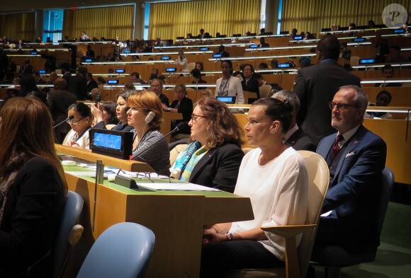 Exclusif - La princesse Stéphanie de Monaco, ambassadrice d'ONUSIDA depuis 2006, a participé le 8 juin 2016 à New York, au siège des Nations unies, à une réunion sur le thème de l'éradication du VIH/SIDA à l'horizon 2030. © F.Nebinger-N.Saussier / Palais Princier / Pool restreint Monaco / Bestimage - Crystal - Visual