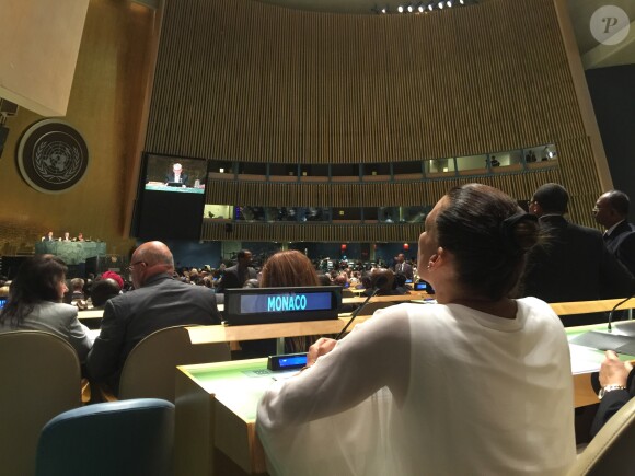 Exclusif - La princesse Stéphanie de Monaco, ambassadrice d'ONUSIDA depuis 2006, a participé le 8 juin 2016 à New York, au siège des Nations unies, à une réunion sur le thème de l'éradication du VIH/SIDA à l'horizon 2030. © F.Nebinger-N.Saussier / Palais Princier / Pool restreint Monaco / Bestimage - Crystal - Visual