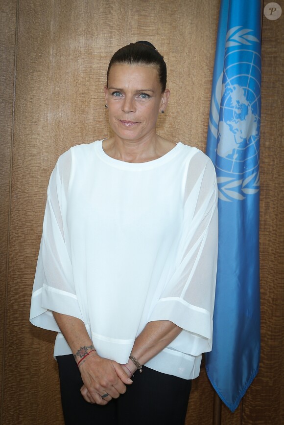 Exclusif - La princesse Stéphanie de Monaco, ambassadrice d'ONUSIDA depuis 2006, a participé le 8 juin 2016 à New York, au siège des Nations unies, à une réunion sur le thème de l'éradication du VIH/SIDA à l'horizon 2030. © F.Nebinger-N.Saussier / Palais Princier / Pool restreint Monaco / Bestimage - Crystal - Visual