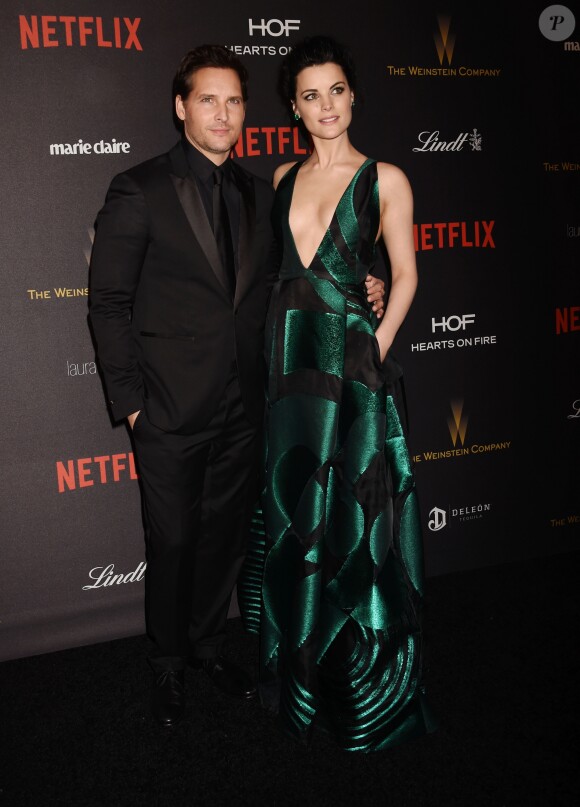 Peter Facinelli et Jaimie Alexander au Photocall de la soirée Weintstein Company et Netflix Golden Globe à l'hôtel Beverly Hilton de Los Angeles le 10 janvier 2016.