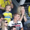Helena Seger (épouse de Zlatan Ibrahimovic) et leurs fils Maximilian et Vincent assistent au match Italie - Suède au Stadium de Toulouse . Toulouse, le 17 juin 2016. © Cyril Moreau/Bestimage