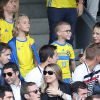 Helena Seger (épouse de Zlatan Ibrahimovic) et leurs fils Maximilian et Vincent assistent au match Italie - Suède au Stadium de Toulouse . Toulouse, le 17 juin 2016. © Cyril Moreau/Bestimage