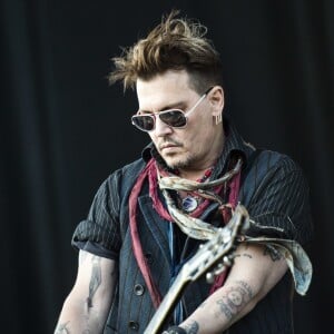 Johnny Depp - Concert des "Hollywood Vampires" au parc d'attractions "Gröna Lund" à Stockholm en Suède le 30 mai 2016.