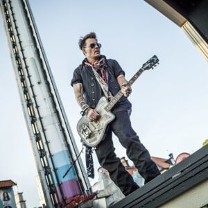 Johnny Depp - Concert des "Hollywood Vampires" au parc d'attractions "Gröna Lund" à Stockholm en Suède le 30 mai 2016.