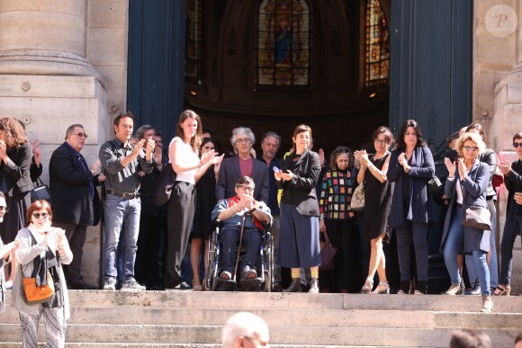 Obsèques du comédien parolier Roger Dumas en l'église Saint-Roch à Paris le 7 juillet 2016.