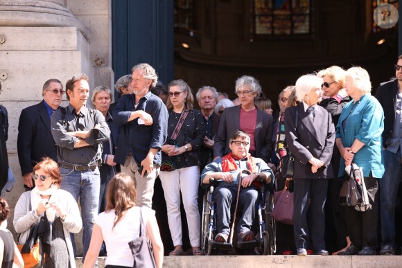 Obsèques du comédien parolier Roger Dumas en l'église Saint-Roch à Paris le 7 juillet 2016.