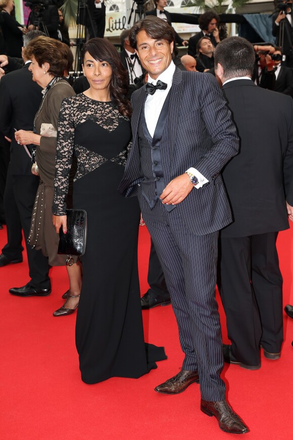 Giuseppe Polimeno et son ex compagne Hinda - Montée des marches du film "Jimmy's Hall" lors du 67 ème Festival du film de Cannes le 22 mai 2014.
