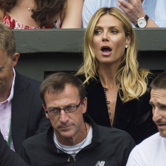 Heidi Klum et son compagnon Vito Schnabel dans les tribunes du tournoi de tennis de Wimbledon le 8 juillet 2016. © Ray Tang/London News Pictures via ZUMA Wire / Bestimage