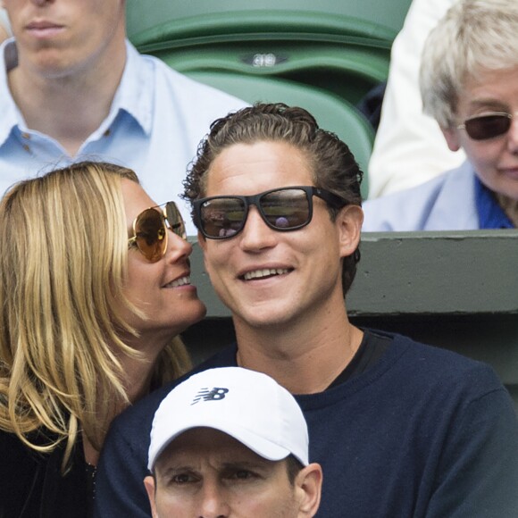 Heidi Klum et son compagnon Vito Schnabel dans les tribunes du tournoi de tennis de Wimbledon le 8 juillet 2016. © Ray Tang/London News Pictures via ZUMA Wire / Bestimage