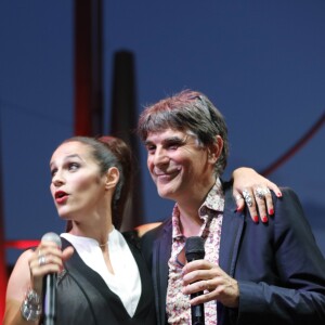 Jérôme Anthony, Elisa Tovati, Tex - Concert lors de la journée de l'association "Enfant Star & Match" à la Pinède de Juan Les Pins le 8 juillet 2016.