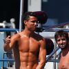Cristiano Ronaldo en vacances sur un yacht à Ibiza avec des amis, le 31 mai 2016.