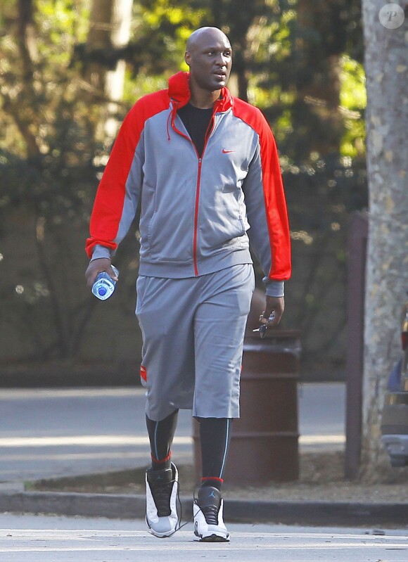 Lamar Odom se promène au Fryman Canyon Park à Studio City, le 25 février 2015.