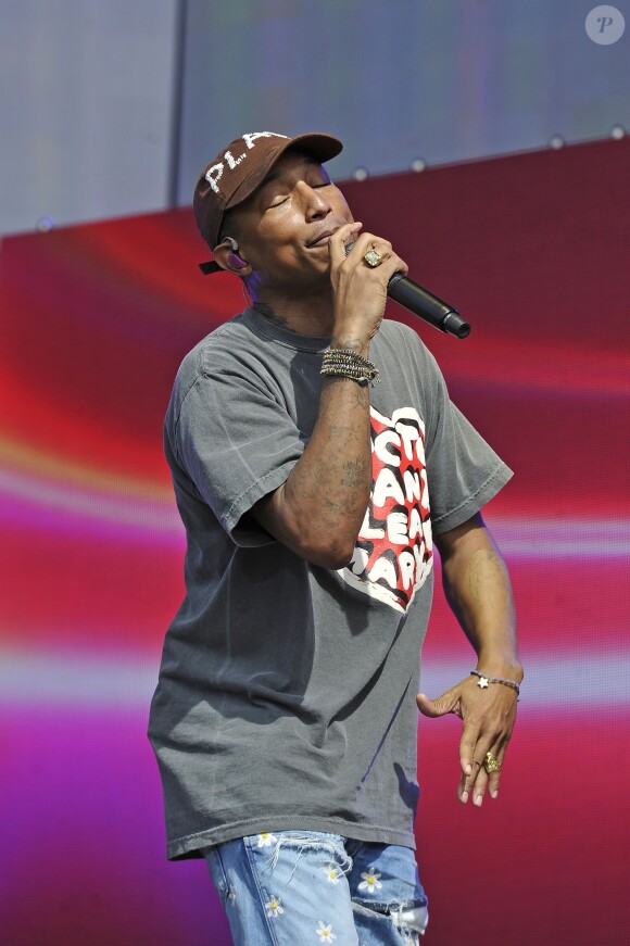 Concert de Pharrell Williams lors du festival de musique le "British Summertime" à Londres le 10 juillet 2016.