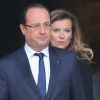 Francois Hollande et Valerie Trierweiler - Sortie des obsèques de Patrice Chéreau en l'eglise Saint-Sulpice a Paris. Le 16 octobre 2013.