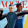 Gigi Hadid et Ashton Eaton en couverture du magazine Vogue, numéro d'août 2016. Photo par Mario Testino.