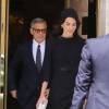 George Clooney et sa femme Amal, très chic et rétro en Atelier Versace, à la sortie de leur hôtel à Rome,le 29 mai 2016