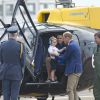 Le prince George de Cambridge au Royal International Air Tattoo à Fairford avec ses parents William et Catherine, le 8 juillet 2016, deux semaines avant son 3e anniversaire.
