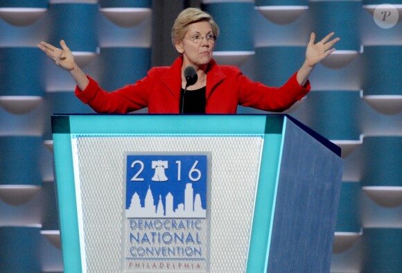 Elizabeth Warren au Premier jour de la Convention Nationale Démocrate à Philadelphie. Le 25 juillet 2016
