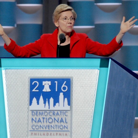 Elizabeth Warren au Premier jour de la Convention Nationale Démocrate à Philadelphie. Le 25 juillet 2016