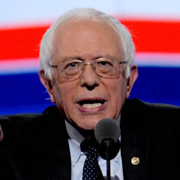 Bernie Sanders  au Premier jour de la Convention Nationale Démocrate à Philadelphie. Le 25 juillet 2016