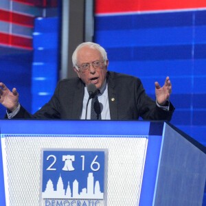 Bernie Sanders  au Premier jour de la Convention Nationale Démocrate à Philadelphie. Le 25 juillet 2016