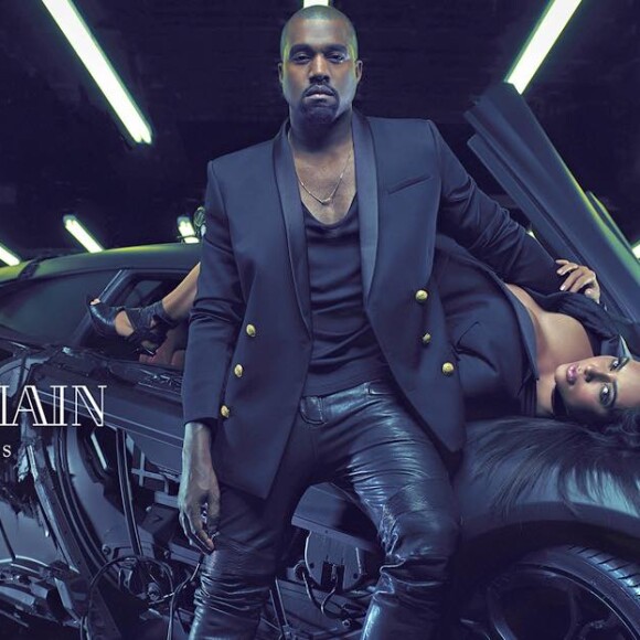 Kanye West et Kim Kardashian - Campagne Balmain Homme, printemps-été 2015. Photo par Mario Sorrenti.