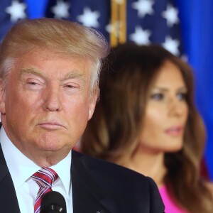 Melania Trump - Donald Trump s'adresse à ses supporters et aux médias pendant un meeting à Briarcliff Manor, le 7 juin 2016 à New York