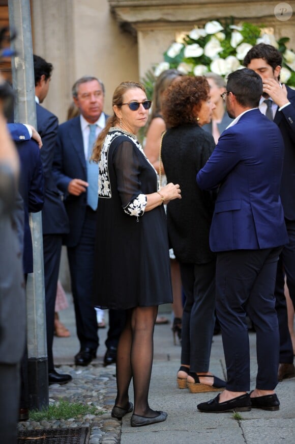 Maria Diamante, fille de la défunte, aux obsèques de Marta Marzotto en l'église Sant'Angelo à Milan le 1er août 2016