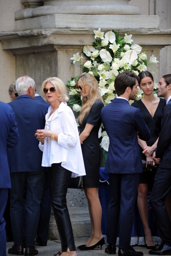 Beatrice Borromeo aux obsèques de sa grand-mère Marta Marzotto en l'église Sant'Angelo à Milan le 1er août 2016