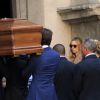 Beatrice Borromeo en deuil aux obsèques de sa grand-mère bien-aimée Marta Marzotto en l'église Sant'Angelo à Milan le 1er août 2016