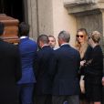 Beatrice Borromeo en deuil aux obsèques de sa grand-mère bien-aimée Marta Marzotto en l'église Sant'Angelo à Milan le 1er août 2016