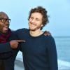 Exclusif - Le réalisateur et acteur Lucien Jean-Baptiste et l'humoriste et acteur français Baptiste Lecaplain présentent le film "Dieu Merci" à Nice le 26 février 2016.