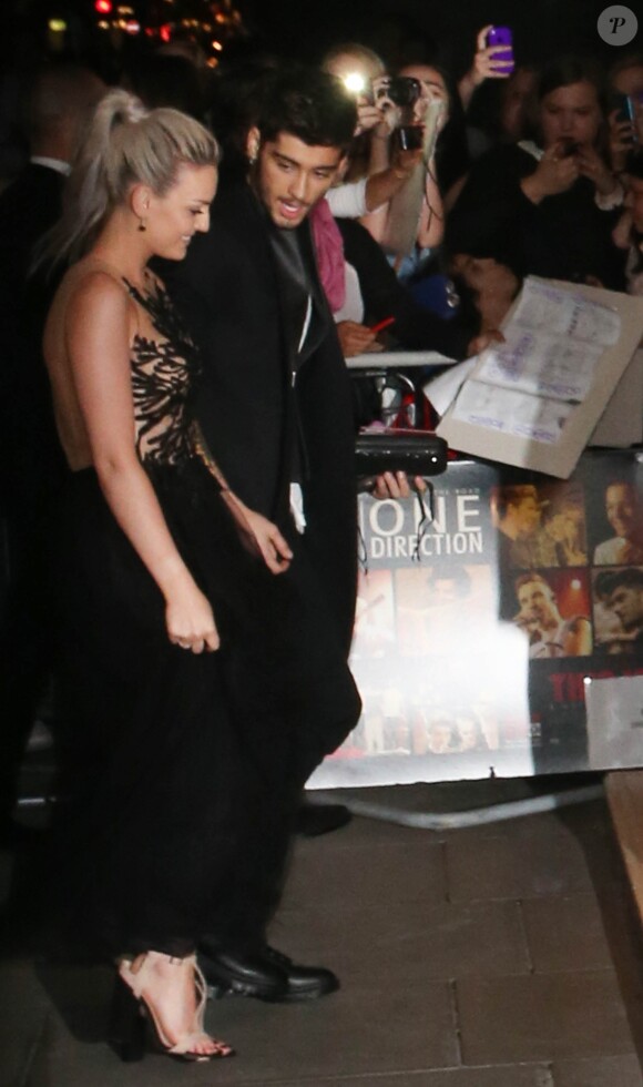 Perrie Edwards, Zayn Malik arrivant a l'after party du film "One Direction : This Is Us" a Londres, le 20 aout 2013.