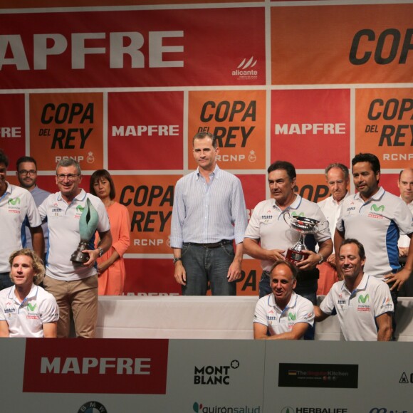 Le roi Felipe VI d'Espagne présidait la cérémonie de clôture de la 35e Copa del Rey MAPFRE, le 6 août 2016 à Palma de Majorque.