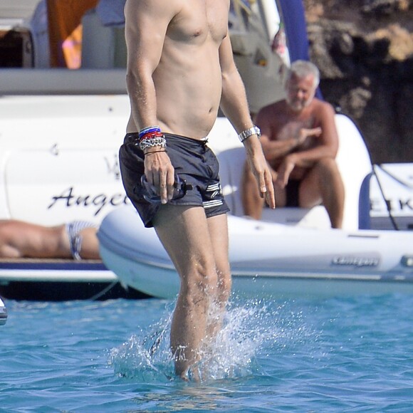 Exclusif - David Guetta et sa compagne Jessica Ledon en vacances à Ibiza, le 28 juillet 2016