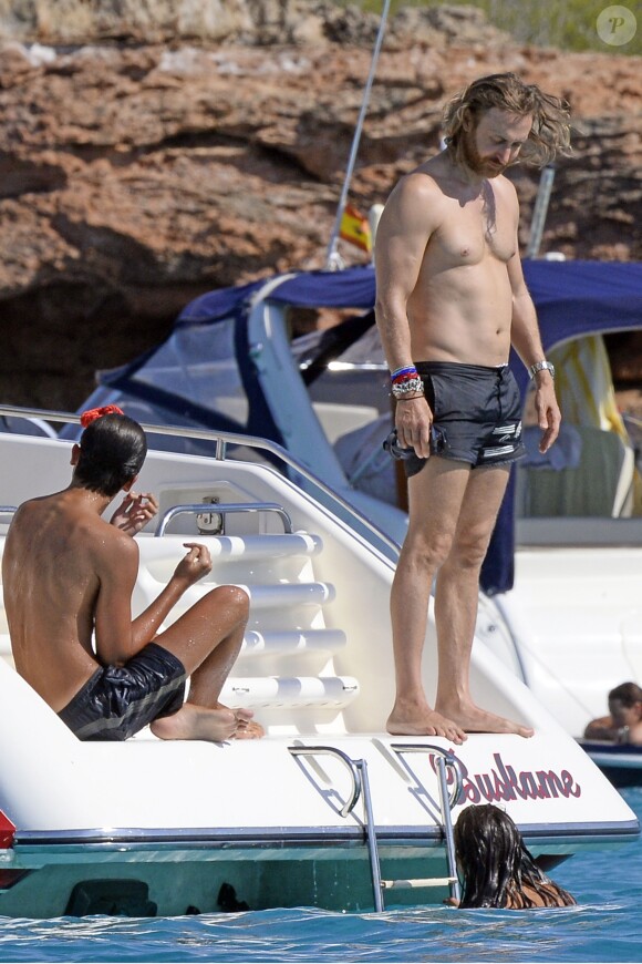 Exclusif - David Guetta et sa compagne Jessica Ledon en vacances à Ibiza, le 28 juillet 2016