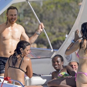 Exclusif - David Guetta et sa compagne Jessica Ledon en vacances à Ibiza, le 28 juillet 2016