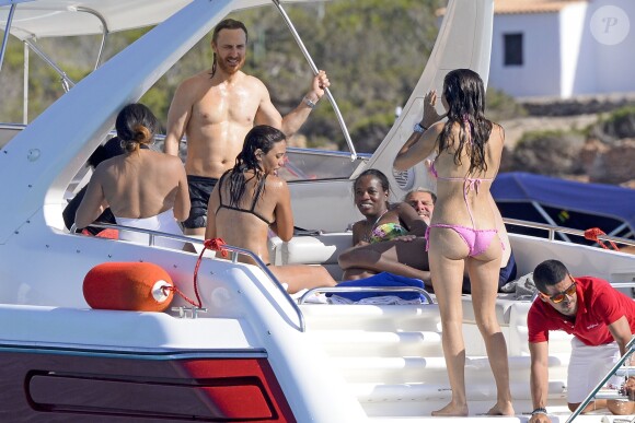 Exclusif - David Guetta et sa compagne Jessica Ledon en vacances à Ibiza, le 28 juillet 2016