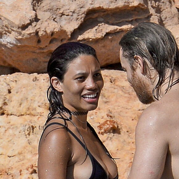 Exclusif - David Guetta et sa compagne Jessica Ledon en vacances à Ibiza, le 28 juillet 2016