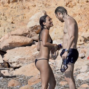 Exclusif - David Guetta et sa compagne Jessica Ledon en vacances à Ibiza, le 28 juillet 2016