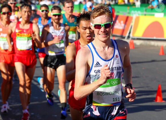 Tom Bosworth lors de l'épreuve des 20 km marche hommes, à Rio, le 12 août 2016