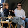 Casper Smart rejoint sa compagne Jennifer Lopez sur le tournage de la série "Shades of Blue" à New York, le 11 juillet 2016.