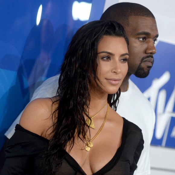 Kim Kardashian et son mari Kanye West à la soirée des MTV Video Music Awards 2016 à Madison Square Garden à New York, le 28 aout 2016.