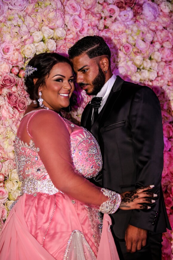 Exclusif - Fiançailles de Sarah Fraisou (Les Anges 8) avec Malik, la cérémonie s'est déroulée dans une salle des fêtes de la région parisienne en présence de leurs familles le 8 juillet 2016.