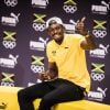 Usain Bolt lors d'une conférence de presse pendant les Jeux Olympiques (JO) de Rio 2016, à Rio de Janeiro, le 8 août 2016.