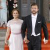 Lina Hellqvist, soeur de la princesse Sofia ici avec son compagnon Jonas Frejd lors du mariage de Sofia et de Carl Philip le 13 juin 2015, a été désignée marrine du prince Alexander, baptisé le 9 septembre 2016.