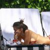 Exclusif - Gabriella Lenzi surprise à la piscine de l'hôtel W South Beach. Miami, le 8 septembre 2016.