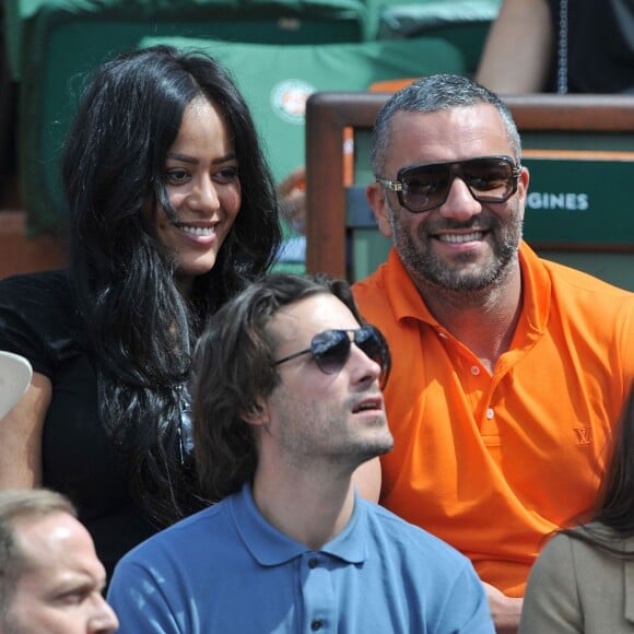 Amel Bent et Patrick Antonelli - Internationaux de France de tennis de Roland Garros à Paris, le 5 juin 2014.