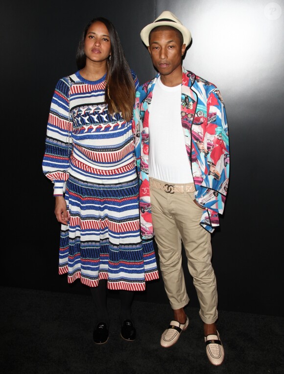 Pharrell Williams et sa femme Helen Lasichanh à la soirée Chanel en l'honneur du nouveau parfum N 5 L' EAU à Sunset Tower à Los Angeles, le 22 septembre 2016
