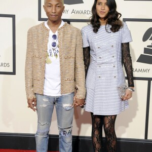 Pharrell Williams et sa femme Helen Lasichanh à La 58ème soirée annuelle des Grammy Awards au Staples Center à Los Angeles, le 15 février 2016